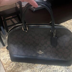 Coach Black and Brown Signature Dome Satchel with Gold Hardware